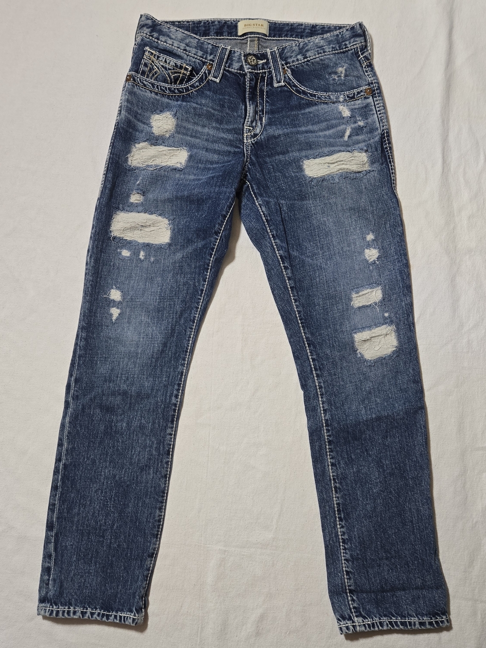 Big Star Sydney Boyfriend Distressed Dark Blue Straight Leg Jeans